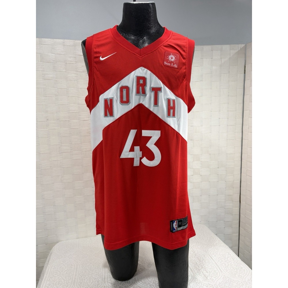 Red Nike Toronto Raptors Earned Edition #43 Pascal Siakam mens 52